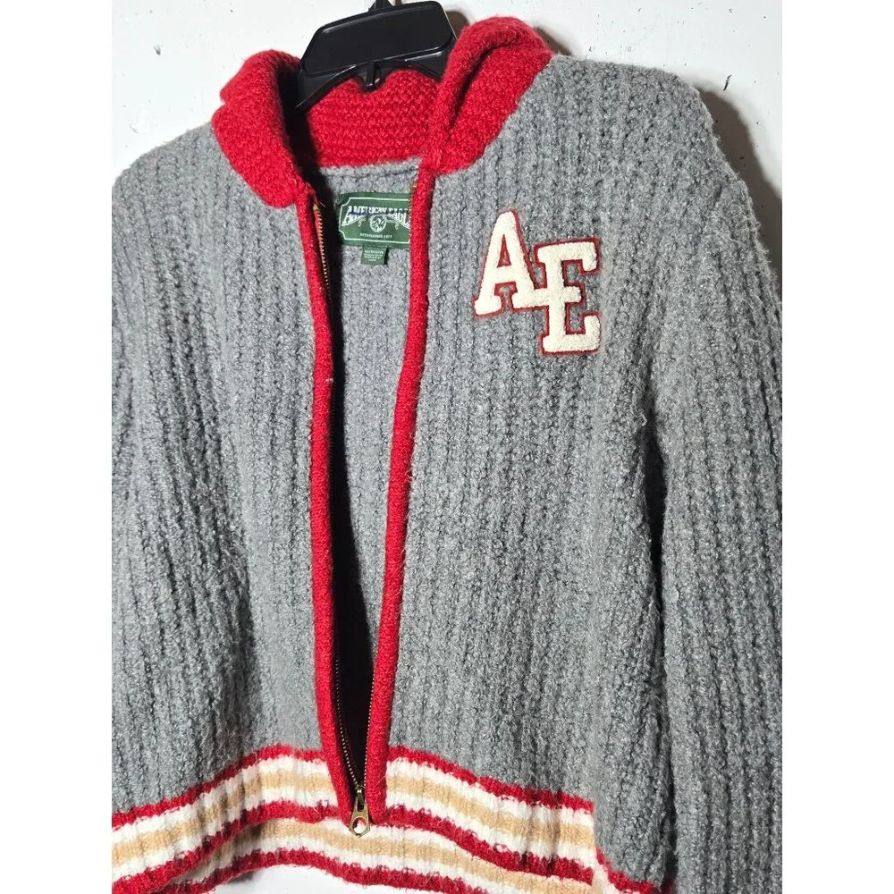 American Eagle Womens Full Zip Varsity Sweater Jacket Size XS Academia Preppy - Picture 5 of 12